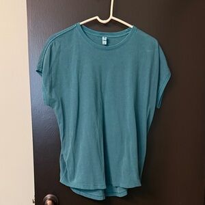 Relaxed Teal Short-Sleeve Crewneck Top
